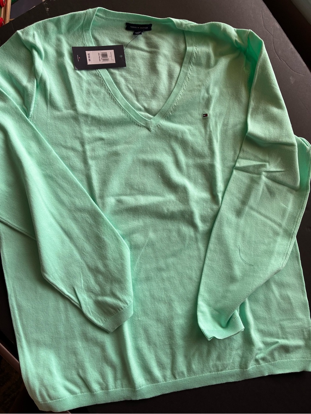 Tommy Hilfiger Light Mint V-Neck Sweater
